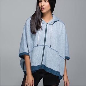 Lululemon In The Loop Poncho Heather Hawk Blue Full Zip French Terry Size 8